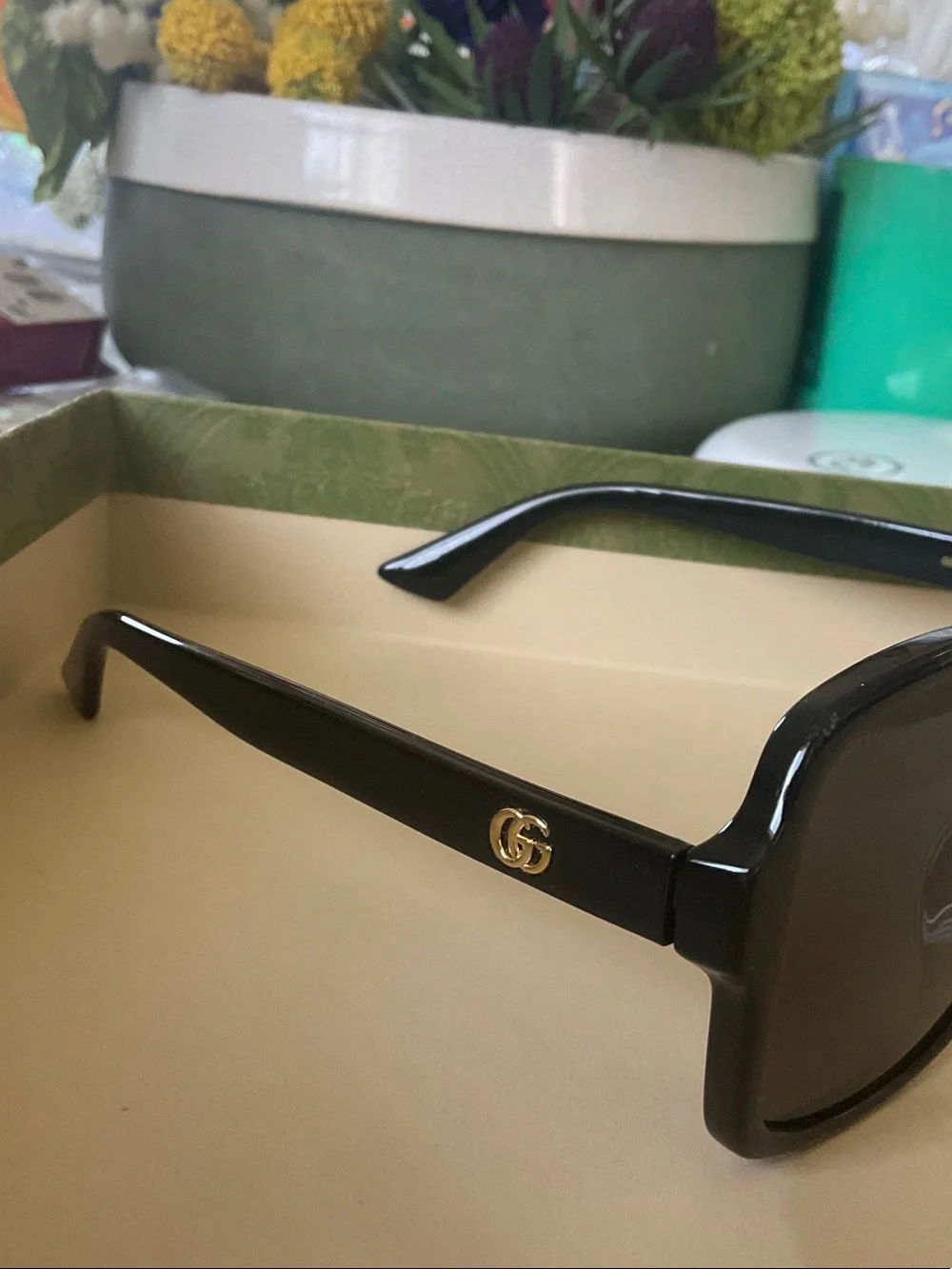 Gucci Black Gradient Butterfly Sunglasses with Gold Logo Accent